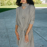 grey viscose elastane fitted drape mini dress