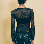 black stretch lace fitted button up cardigan