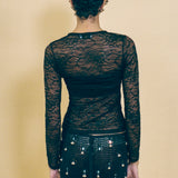 black stretch lace fitted button up cardigan