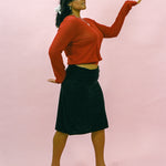 ruby red cotton nylon sheer longsleeve pullover sweater