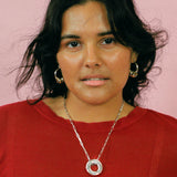 ruby red cotton nylon sheer longsleeve pullover sweater