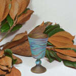 amber mineral handblown glass trumpet drinking goblet 