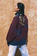 Load image into Gallery viewer, purple leaf jacquard wool oversized zip up