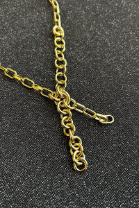 14k gold plated brass rectangular circle chain necklace