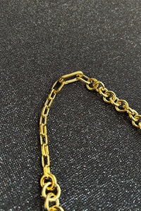 14k gold plated brass rectangular circle chain necklace