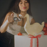 stainless steel silver swan lemon squeezer