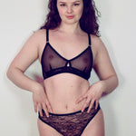 black mesh lace nylon spandex French cut panties