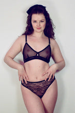 Load image into Gallery viewer, black mesh lace nylon spandex French cut panties