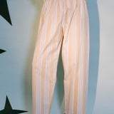 cotton polyamide beige striped chef pants