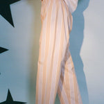 cotton polyamide beige striped chef pants