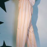 cotton polyamide beige striped chef pants