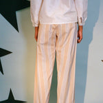 cotton polyamide beige striped chef pants