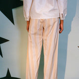 cotton polyamide beige striped chef pants