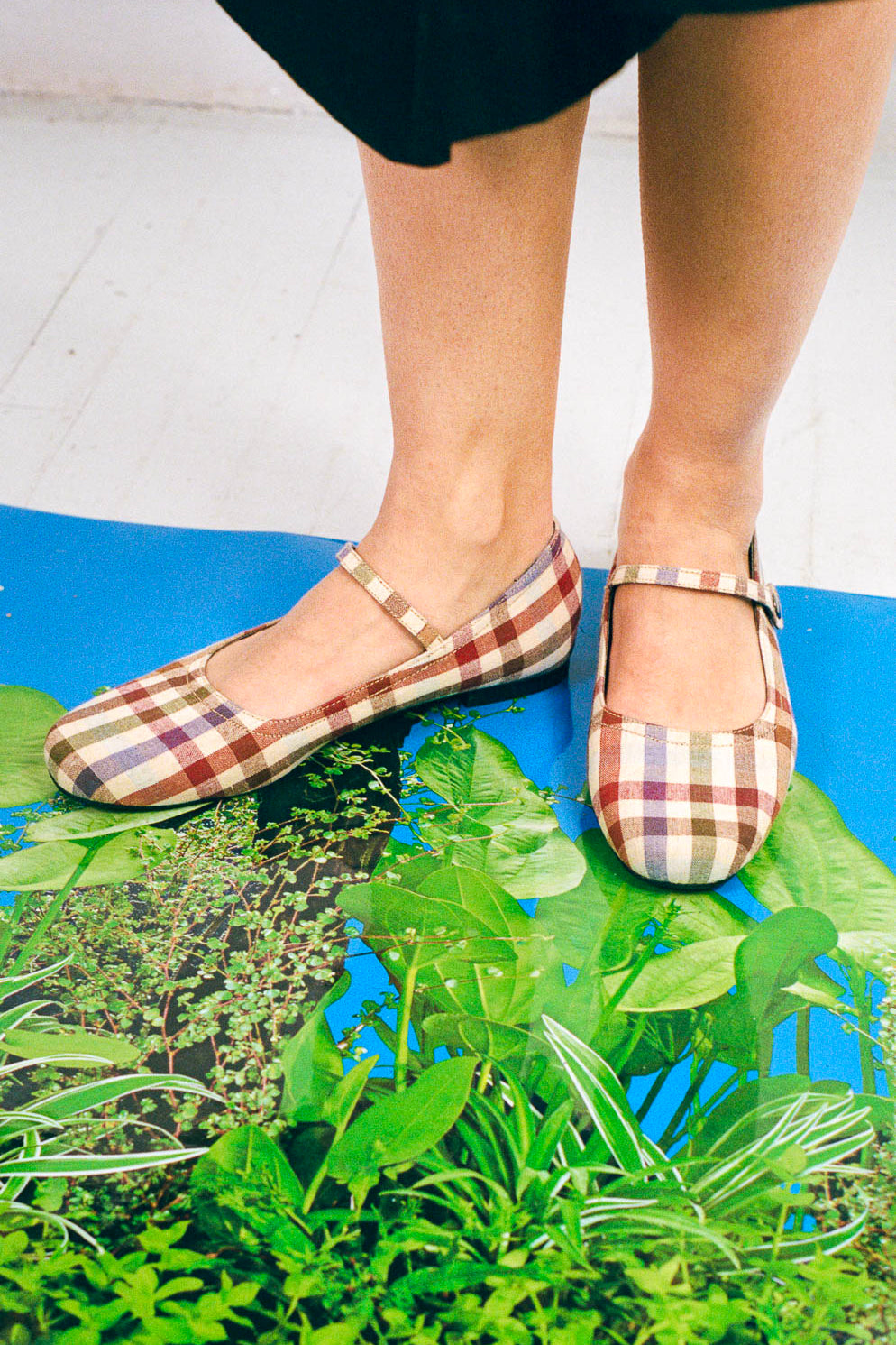 deadstock plaid leather mary jane shoe