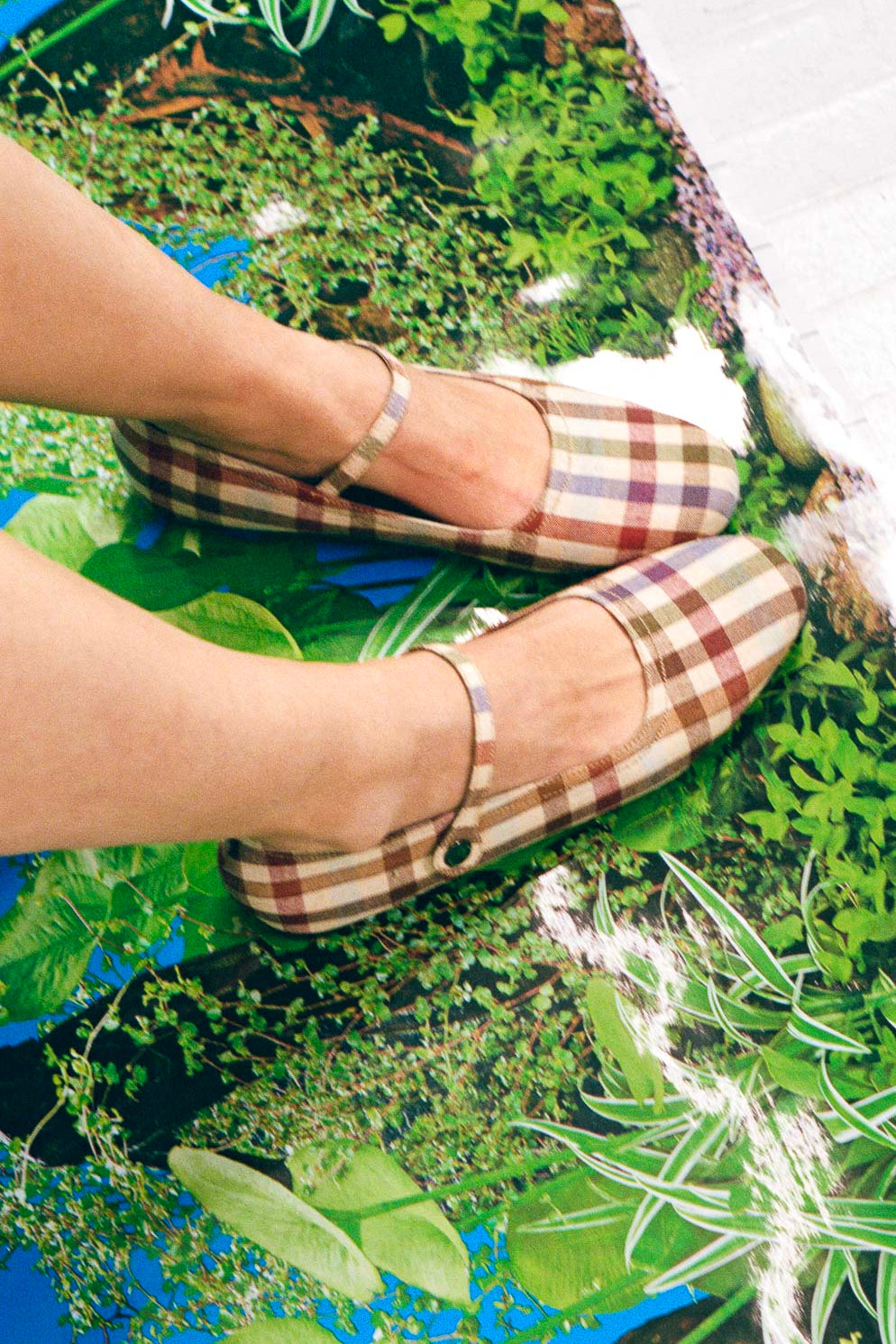 deadstock plaid leather mary jane shoe