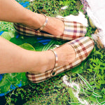 deadstock plaid leather mary jane shoe