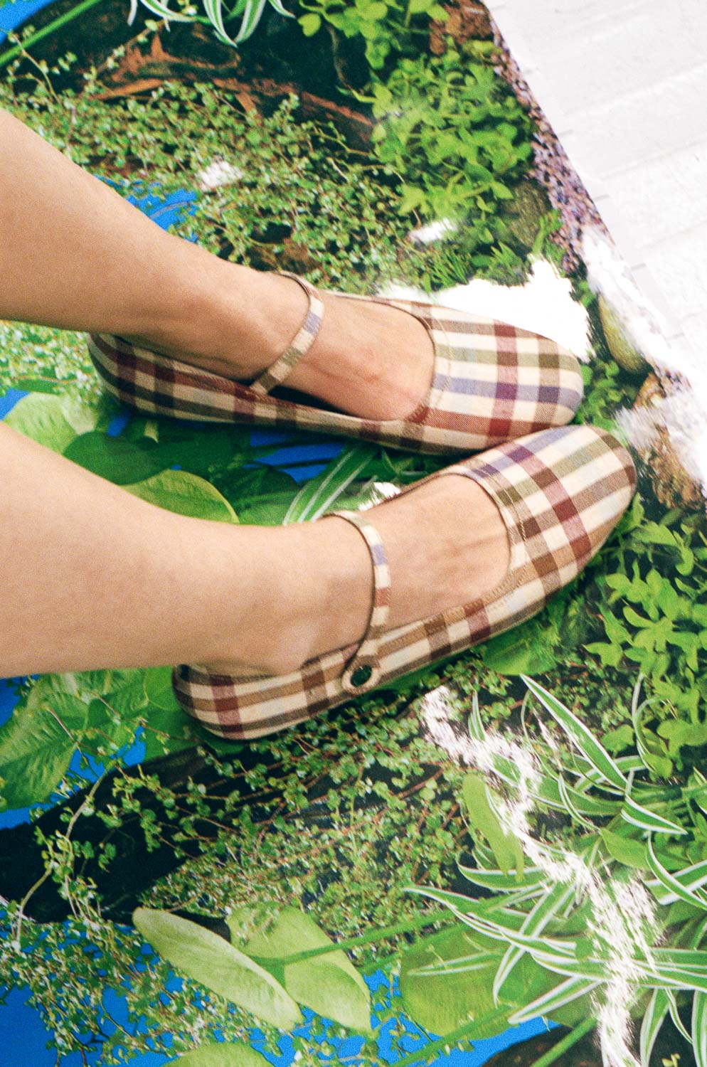 deadstock plaid leather mary jane shoe