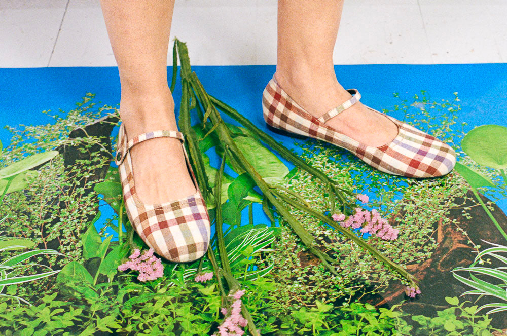 deadstock plaid leather mary jane shoe