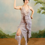 RUCHED DRESS IN VIOLET