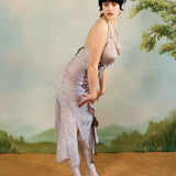 RUCHED DRESS IN VIOLET