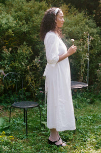 white cotton nightgown wrap dress