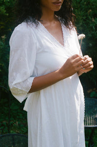 white cotton nightgown wrap dress