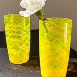 yellow wave handblown glass tumbler