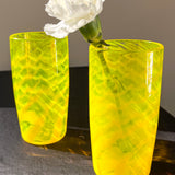 yellow wave handblown glass tumbler