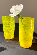 Load image into Gallery viewer, yellow wave handblown glass tumbler