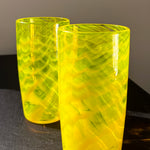 yellow wave handblown glass tumbler