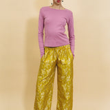 mauve cotton rib fitted long sleeve