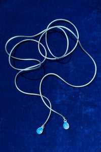grey nylon cord glass bead versatile tie necklace
