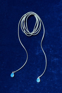 grey nylon cord glass bead versatile tie necklace