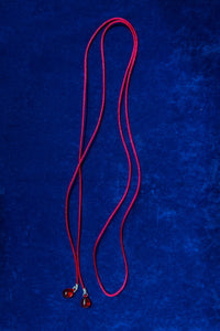 red nylon cord glass bead versatile tie necklace