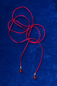 red nylon cord glass bead versatile tie necklace