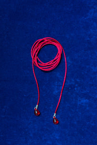 red nylon cord glass bead versatile tie necklace