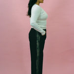 classic cotton rib long sleeve tee in white