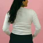 classic cotton rib long sleeve tee in white