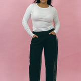 LONG SLEEVE BELLEVUE TEE IN WHITE