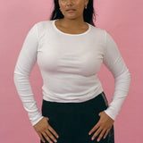 LONG SLEEVE BELLEVUE TEE IN WHITE