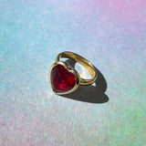 LOVELY RING IN BRASS/RUBY