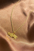 Load image into Gallery viewer, dainty gold pig pendant on a thin chain