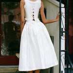 white silk taffeta voluminous pleated midi skirt