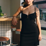 recycled polyester sculpted little black dress