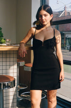 Load image into Gallery viewer, recycled polyester sculpted little black dress