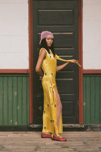 SARONG DRESS IN YELLOW AND BLUE MASHROO