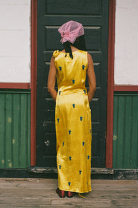 SARONG DRESS IN YELLOW AND BLUE MASHROO