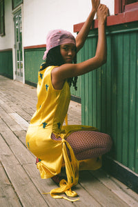 SARONG DRESS IN YELLOW AND BLUE MASHROO