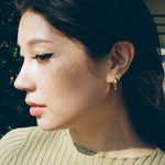 14k gold plated brass thick huggie hoops
