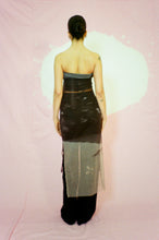 Load image into Gallery viewer, strapless mesh maxi dress in taupe and graphics